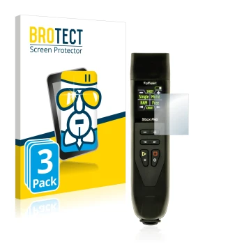 Front side of a product packaging with the brand logo BROTECT. Next to it is the device RigExpert Stick Pro shown with the cor
