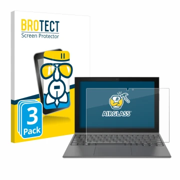 Front side of a product packaging with the brand logo BROTECT. Next to it is the device Lenovo IdeaPad Duet 3 10IGL5-LTE shown