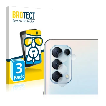 Front side of a product packaging with the brand logo BROTECT. Next to it is the device Oppo Find X3 Lite (ONLY Camera Lens) s