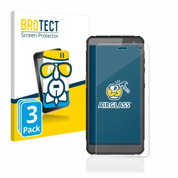 Front side of a product packaging with the brand logo BROTECT. Next to it is the device i.safe MOBILE IS655.2 shown with the c