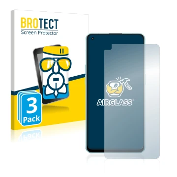 Front side of a product packaging with the brand logo BROTECT. Next to it is the device Oppo Reno 6 5G shown with the correspo