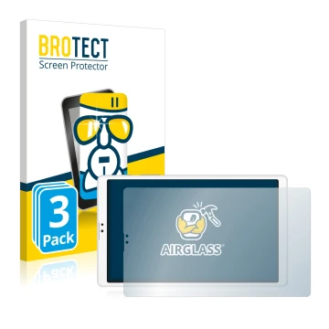 Front side of a product packaging with the brand logo BROTECT. Next to it is the device Samsung Galaxy Tab A7 Lite LTE 2021 (L