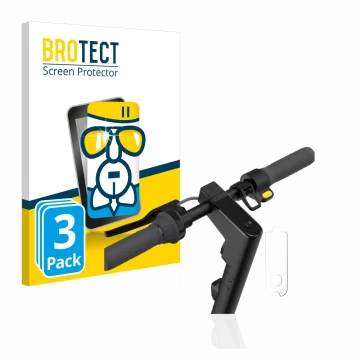 Front side of a product packaging with the brand logo BROTECT. Next to it is the device Segway Ninebot KickScooter MAX G30D II