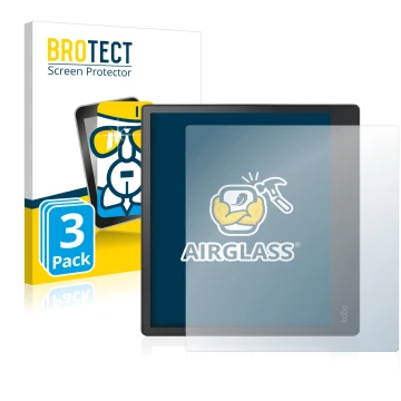 Front side of a product packaging with the brand logo BROTECT. Next to it is the device Kobo Elipsa shown with the correspondi