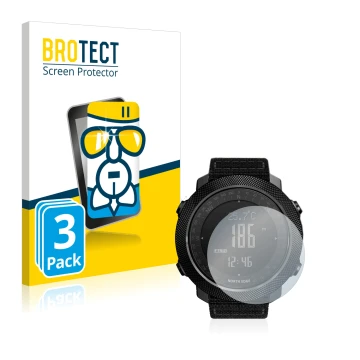Front side of a product packaging with the brand logo BROTECT. Next to it is the device Explopur North Edge Apache shown with 