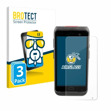 Front side of a product packaging with the brand logo BROTECT. Next to it is the device Honeywell CT40 XP shown with the corre