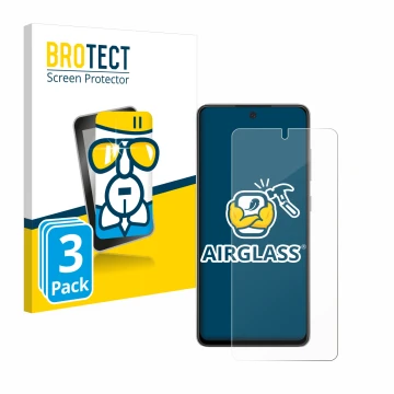 Front side of a product packaging with the brand logo BROTECT. Next to it is the device Samsung Galaxy A52s 5G shown with the 