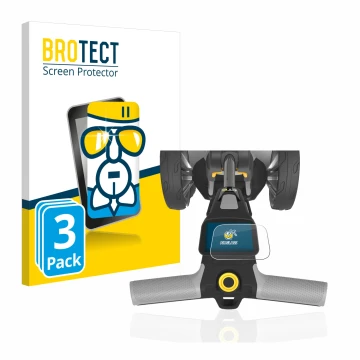 Front side of a product packaging with the brand logo BROTECT. Next to it is the device PowaKaddy CT6 shown with the correspon