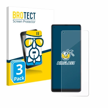 Front side of a product packaging with the brand logo BROTECT. Next to it is the device Cubot Max 3 shown with the correspondi