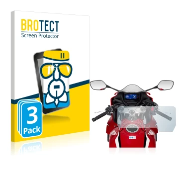 Front side of a product packaging with the brand logo BROTECT. Next to it is the device Honda CBR650R 2019-2021 shown with the