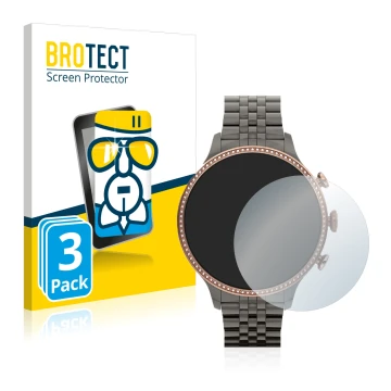 Front side of a product packaging with the brand logo BROTECT. Next to it is the device Fossil Gen 6 (42mm) shown with the cor