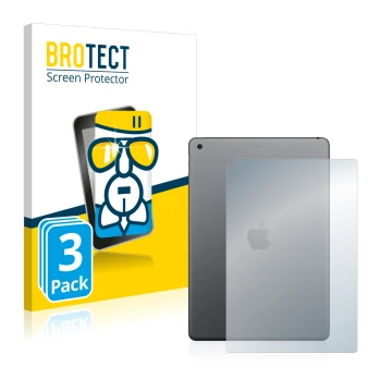 Front side of a product packaging with the brand logo BROTECT. Next to it is the device Apple iPad 10.2