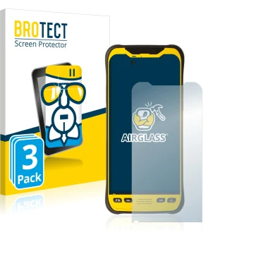 Front side of a product packaging with the brand logo BROTECT. Next to it is the device Trimble TDC600 shown with the correspo