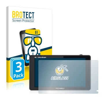Front side of a product packaging with the brand logo BROTECT. Next to it is the device Feelworld LUT6S 6