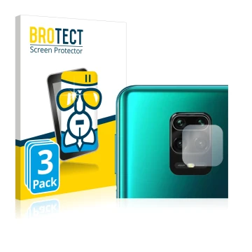 Front side of a product packaging with the brand logo BROTECT. Next to it is the device Xiaomi Redmi Note 10 Lite (ONLY Camera