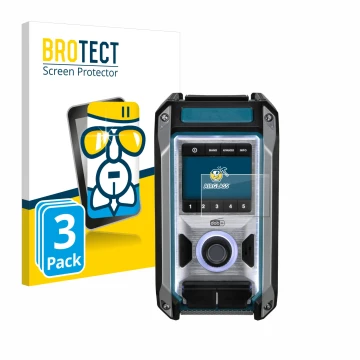 Front side of a product packaging with the brand logo BROTECT. Next to it is the device Makita DMR115 shown with the correspon