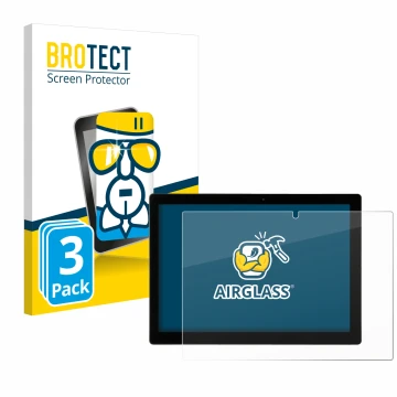 Front side of a product packaging with the brand logo BROTECT. Next to it is the device Hyrican Enwo Pad shown with the corres