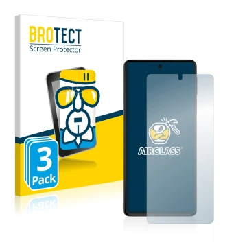 Front side of a product packaging with the brand logo BROTECT. Next to it is the device Motorola Edge 30 Pro shown with the co