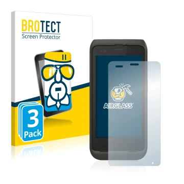 Front side of a product packaging with the brand logo BROTECT. Next to it is the device Honeywell CT45 shown with the correspo