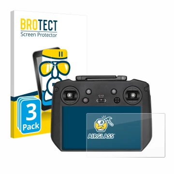 Front side of a product packaging with the brand logo BROTECT. Next to it is the device DJI RC Pro shown with the correspondin
