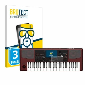 Front side of a product packaging with the brand logo BROTECT. Next to it is the device KORG Pa1000 shown with the correspondi
