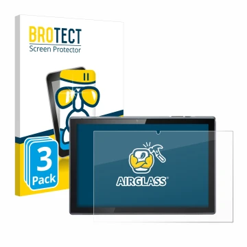 Front side of a product packaging with the brand logo BROTECT. Next to it is the device Acer ACTAB1022 shown with the correspo