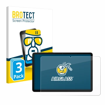 Front side of a product packaging with the brand logo BROTECT. Next to it is the device Samsung Galaxy Tab S8 5G shown with th