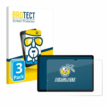 Front side of a product packaging with the brand logo BROTECT. Next to it is the device Samsung Galaxy Tab S8 Plus 5G shown wi