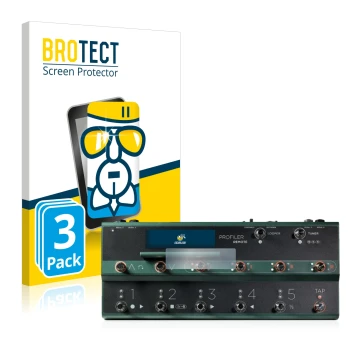 Front side of a product packaging with the brand logo BROTECT. Next to it is the device Kemper Profiler Remote shown with the 