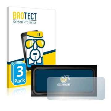 Front side of a product packaging with the brand logo BROTECT. Next to it is the device Hyundai Kona 2022 Speedometer display 