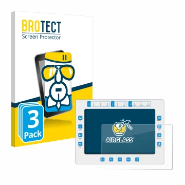 Front side of a product packaging with the brand logo BROTECT. Next to it is the device Megasat HD7 Combo shown with the corre