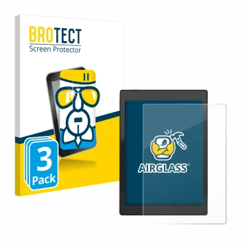 Front side of a product packaging with the brand logo BROTECT. Next to it is the device Boox Nova Air C shown with the corresp