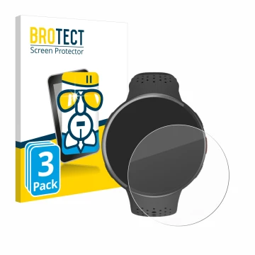 Front side of a product packaging with the brand logo BROTECT. Next to it is the device Polar Pacer Pro shown with the corresp