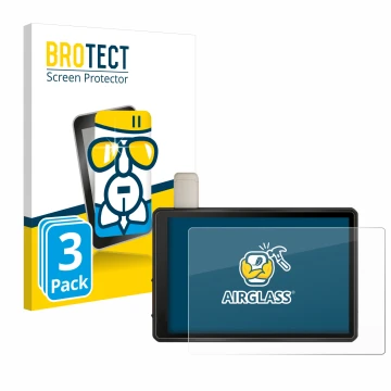Front side of a product packaging with the brand logo BROTECT. Next to it is the device Garmin Tread XL 10
