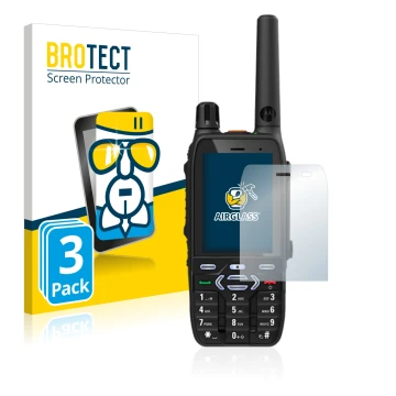 Front side of a product packaging with the brand logo BROTECT. Next to it is the device Motorola MXP600 shown with the corresp