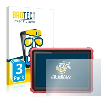 Front side of a product packaging with the brand logo BROTECT. Next to it is the device Launch X-431 Pro 5 shown with the corr
