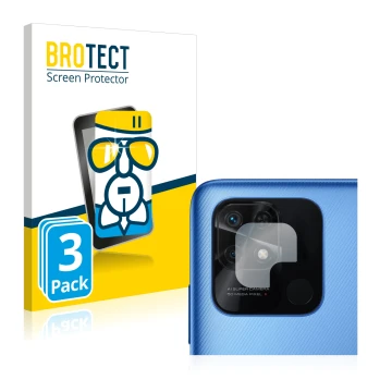 Front side of a product packaging with the brand logo BROTECT. Next to it is the device Xiaomi Redmi 10C (ONLY Camera Lens) sh