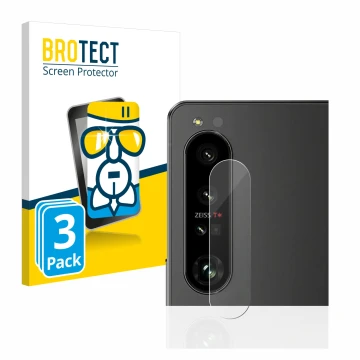 Front side of a product packaging with the brand logo BROTECT. Next to it is the device Sony Xperia 1 IV (ONLY Camera Lens) sh