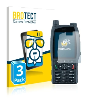 Front side of a product packaging with the brand logo BROTECT. Next to it is the device Sepura SC21 shown with the correspondi