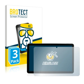 Front side of a product packaging with the brand logo BROTECT. Next to it is the device MEDION Lifetab P10752 shown with the c