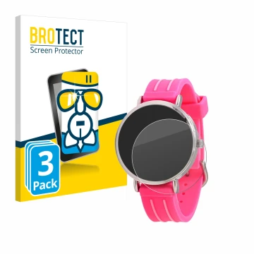 Front side of a product packaging with the brand logo BROTECT. Next to it is the device Kiddus Children's Learning Watch shown