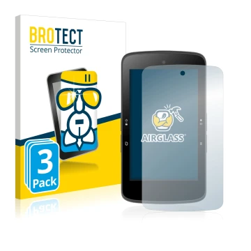 Front side of a product packaging with the brand logo BROTECT. Next to it is the device Bryton Rider S800 shown with the corre