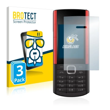Front side of a product packaging with the brand logo BROTECT. Next to it is the device Nokia 5710 XA shown with the correspon