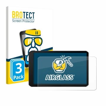 Front side of a product packaging with the brand logo BROTECT. Next to it is the device Garmin DriveCam 76 shown with the corr