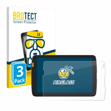 Front side of a product packaging with the brand logo BROTECT. Next to it is the device Zebra ET45 8
