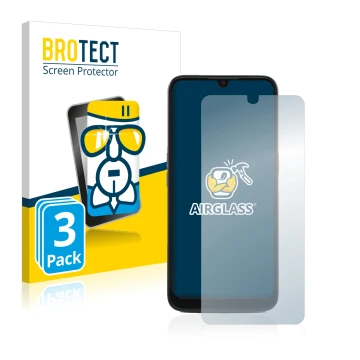 Front side of a product packaging with the brand logo BROTECT. Next to it is the device Doro 8100 PLUS shown with the correspo