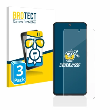 Front side of a product packaging with the brand logo BROTECT. Next to it is the device Xiaomi 12T Pro shown with the correspo