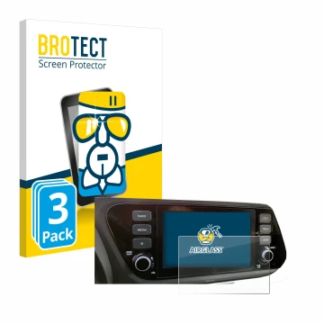 Front side of a product packaging with the brand logo BROTECT. Next to it is the device Hyundai i20 2020 8