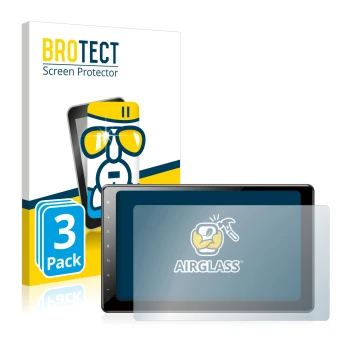 Front side of a product packaging with the brand logo BROTECT. Next to it is the device Pioneer AVIC-Z1000DAB-C Navigation sho