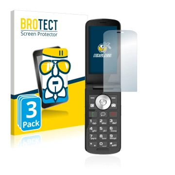 Front side of a product packaging with the brand logo BROTECT. Next to it is the device Emporia TOUCHsmart.2 shown with the co